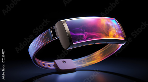 High tech wrist band phone concept with holographic projected screen photo