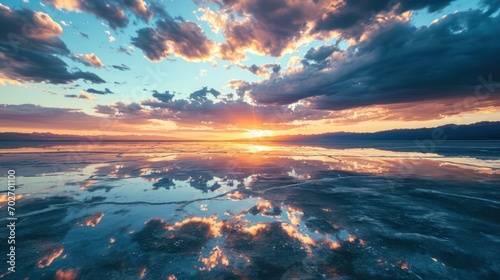 Sunrise reflecting on the lake © Left