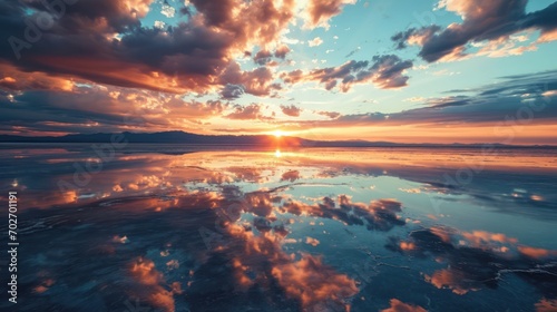 Sunrise reflecting on the lake © Left