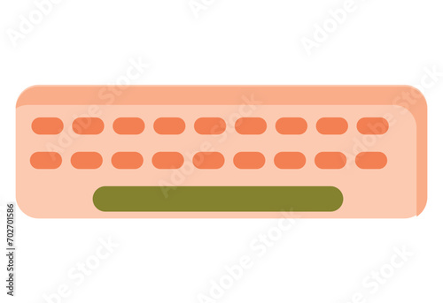 Technics electronic of colorful set. This image of keyboard transforms a flash drive into a visual masterpiece against a pristine white backdrop. Vector illustration.