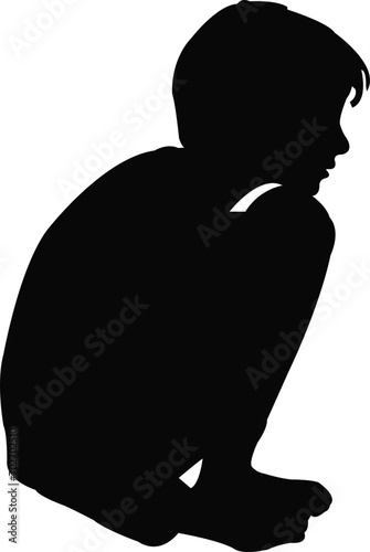 a boy sitting body silhouette vector