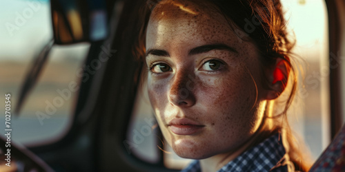 female truck driver close-up Generative AI Generative AI © València