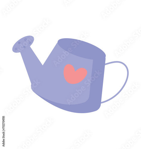 Garden element of colorful set. The design elegantly portrays the watering can with a touch of artistic flair, emphasizing the beauty and functionality. Vector illustration.