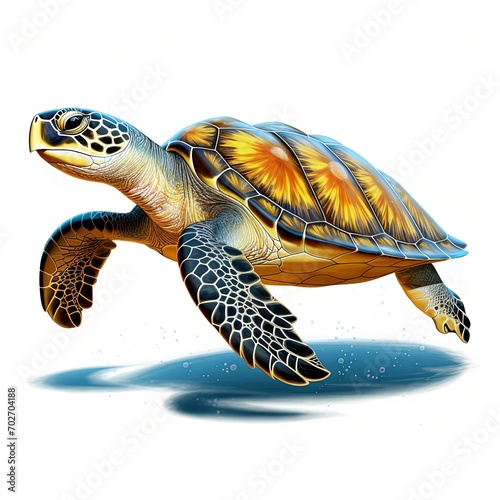 hawksbill turtle, eretmochelys imbricata, anime style , generated by AI