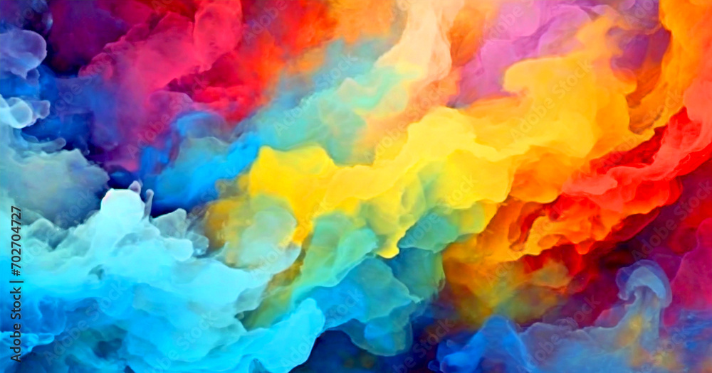 colorful multicolored watercolor rainbow pigment painting background. Generative ai