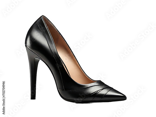 Black high hill female shoes on PNG background 