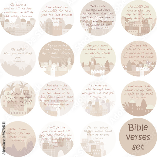 Decorative set of Christian bible verses. Use in wall art print, journaling, religious events,blogging,children bible