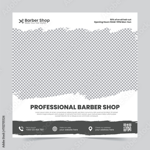 Professional creative barbershop social media design template Beauty hair cutting and spa post Editable promotion banner poster template