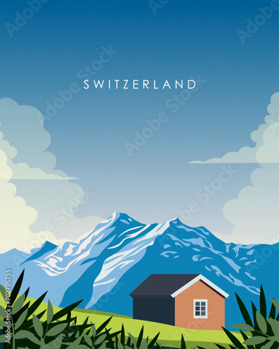 Switzerland, poster design, vertical banner, postcard