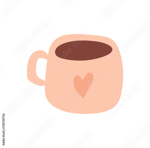 Autumn season element of colorful set. This tea cup becomes a visual symbol of seasonal coziness, capturing the essence of fall in an artful composition. Vector illustration.