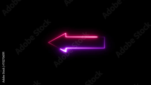Abstract neon directional arrow icon and looking signal on the place animation background.  photo