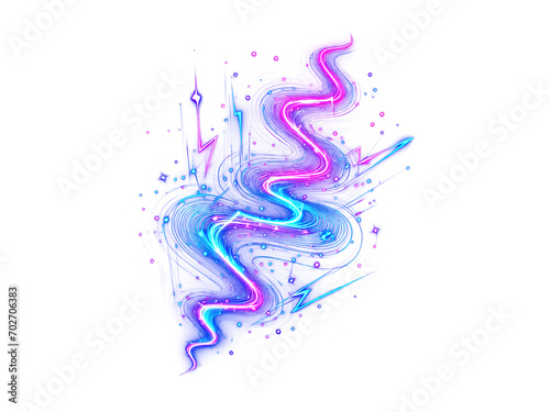 Blue light lines of speed movement. Light everyday glowing effect. Semicircular wave. Light trail curve swirl. Neon lines of speed and fast wind. Optical fiber incandescent. Pink glowing shiny.