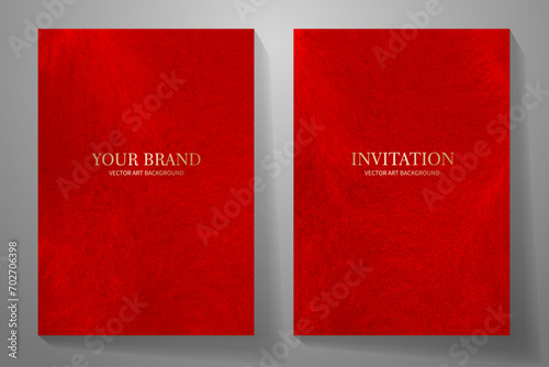 Elegant red and gold cover design set. Luxury vector red texture background collection for cover design, invitation, poster, flyer, wedding card, luxe invite, prestigious voucher, menu design.
