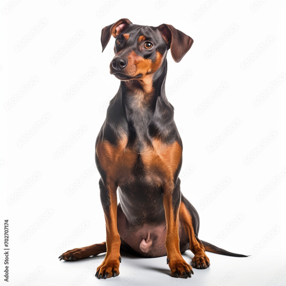 German Pinscher Full body facing forward clear white background,generated with AI.