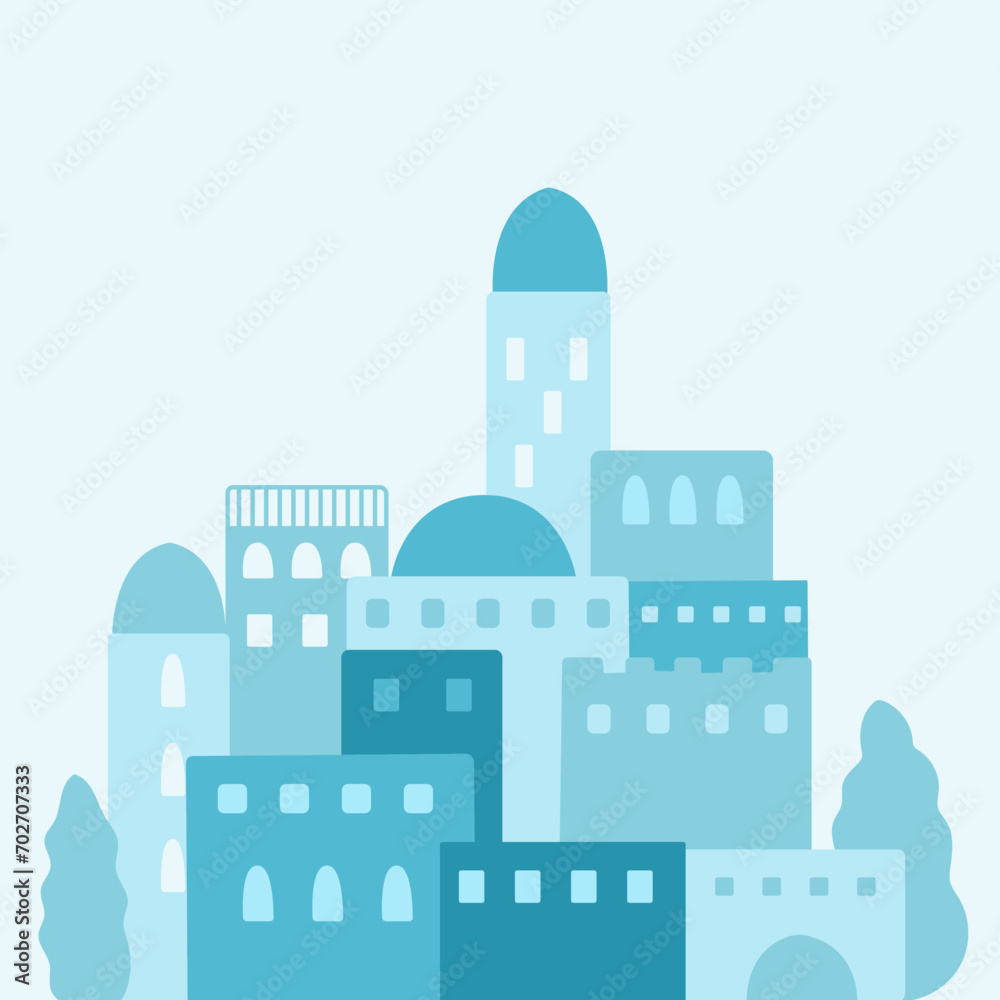 Typical middle eastern city scene vector illustration