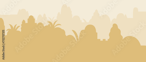 Oriental cityscape silhouette banner.