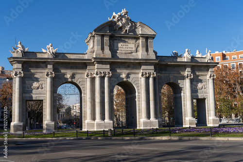 The Puerta de Alcala after restoration to repair damage due to pollution and pigeons