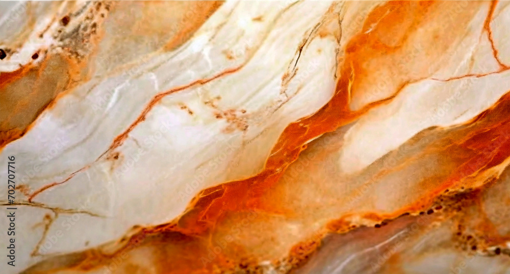 Fototapeta premium Abstract luxury background banner design with white and orange marbled stone wall texture. generative ai