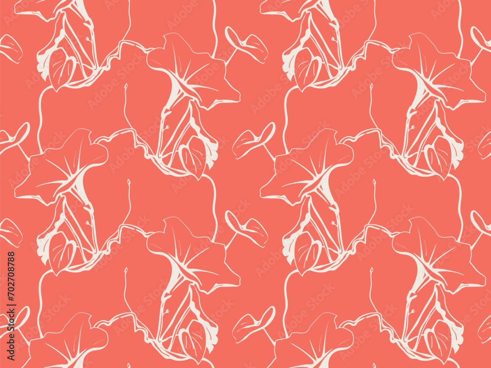 Fototapeta premium Floral pattern seamless vector background. Foliage and flower wallpaper design of nature.