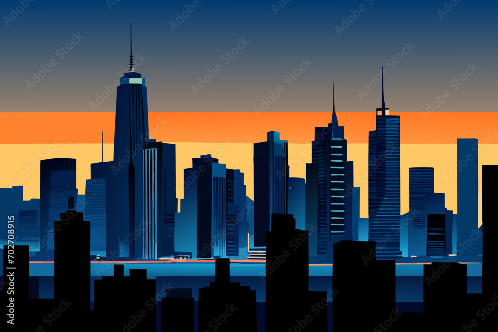 Downtown city skyline. vektor icon illustation