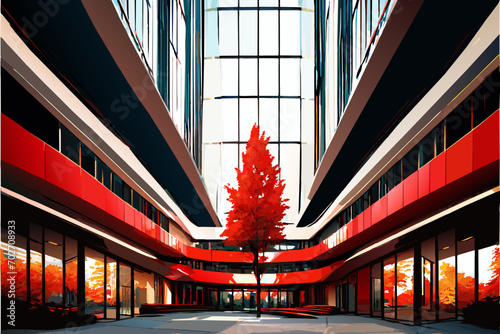 Atrium in a corporate lobby. vektor icon illustation