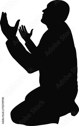 a man praying body silhouette vector
