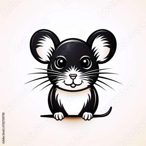 minimalistic logo emblem sign with mouse rat on a white background. Symbol for disinfection and insecticide brand company © alexkoral