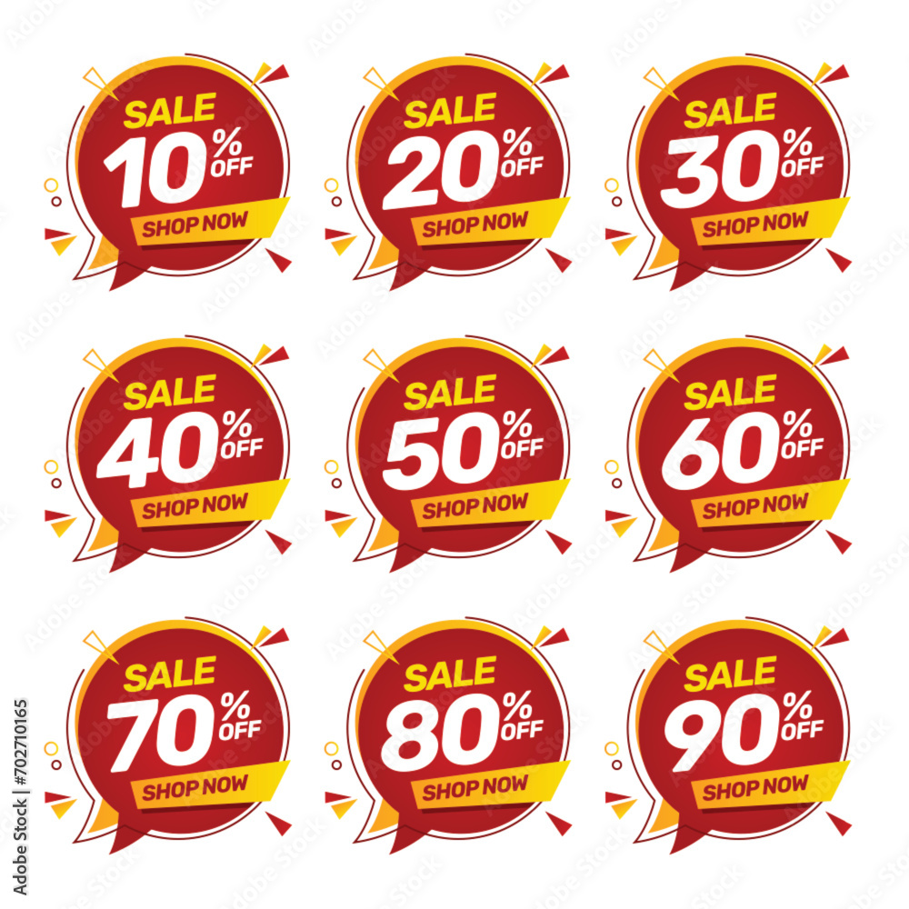 Set of discount offer price label, sale promo marketing