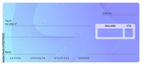 Vector of Blank Bank or Personal Check. Payment, Money, Cash, Currency, Cheque, Banknote 