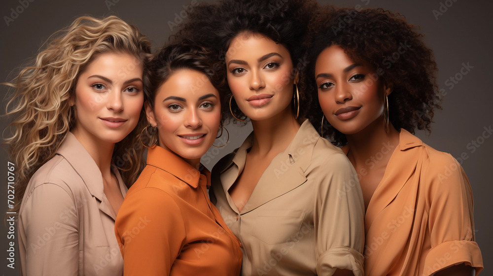 Portrait of four women on studio shot Portrait of four women on studio shot