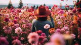 A Photographer Immersed in the Beauty of a Vibrant Flower Field