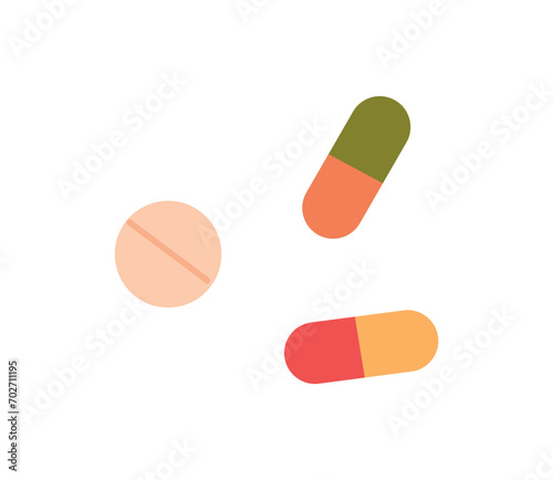 Pregnancy element of colorful set. The image highlights the pills , emphasizing their role in ensuring the health and vitality of expectant mothers and their babies. Vector illustration.
