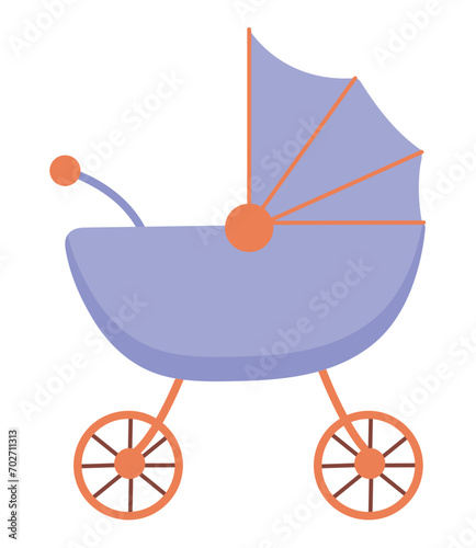 Pregnancy element of colorful set. A heartwarming artwork artfully combines creative design with the iconic image of a pram within the context of pregnancy. Vector illustration.