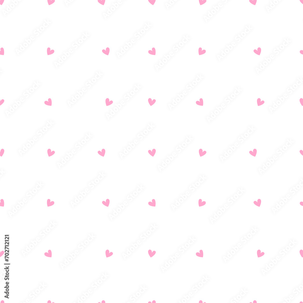 Polka dot heart shape seamless pattern. Vector hearts pattern on white background