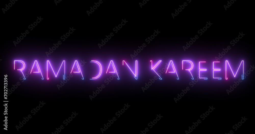 Glowing Ramadan Kareem Text animation with neon sign effect. Glittering glowing Islamic month of spirituality, hajj background. Elegant neon style glowing Happy Ramadan Arabic background. Glowing Ramadan Kareem Text animation with neon sign effect. Glittering glowing Islamic month of spirituality, hajj background. Elegant neon style glowing Happy Ramadan Arabic background.