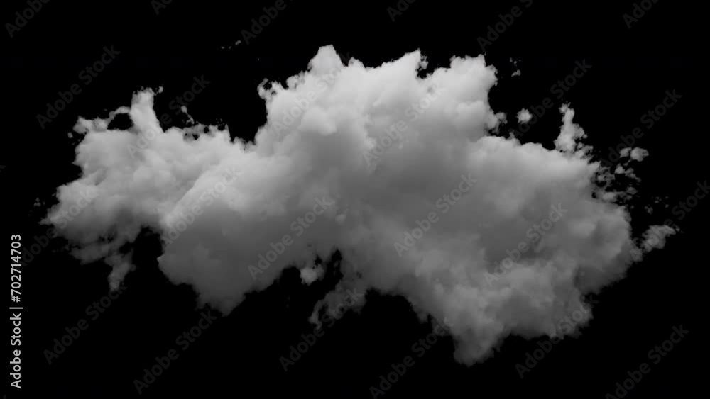 3D Cloud with alpha channel and looping animation. Slowly transforms in space
