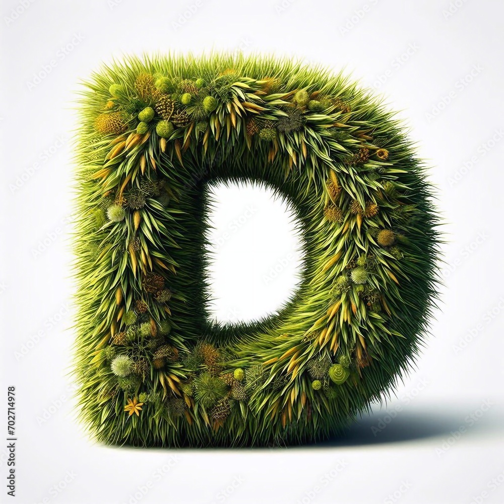 Grass letter D. AI generated illustration