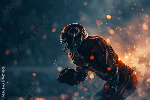 american football player holding the ball at Superbowl photo