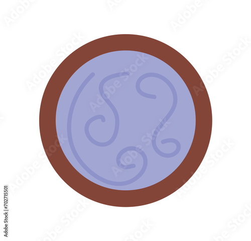 Yoga element of colorful set. This illustration transforms a plate of water into a visual masterpiece within a yoga-inspired context set against a pristine white canvas. Vector illustration.