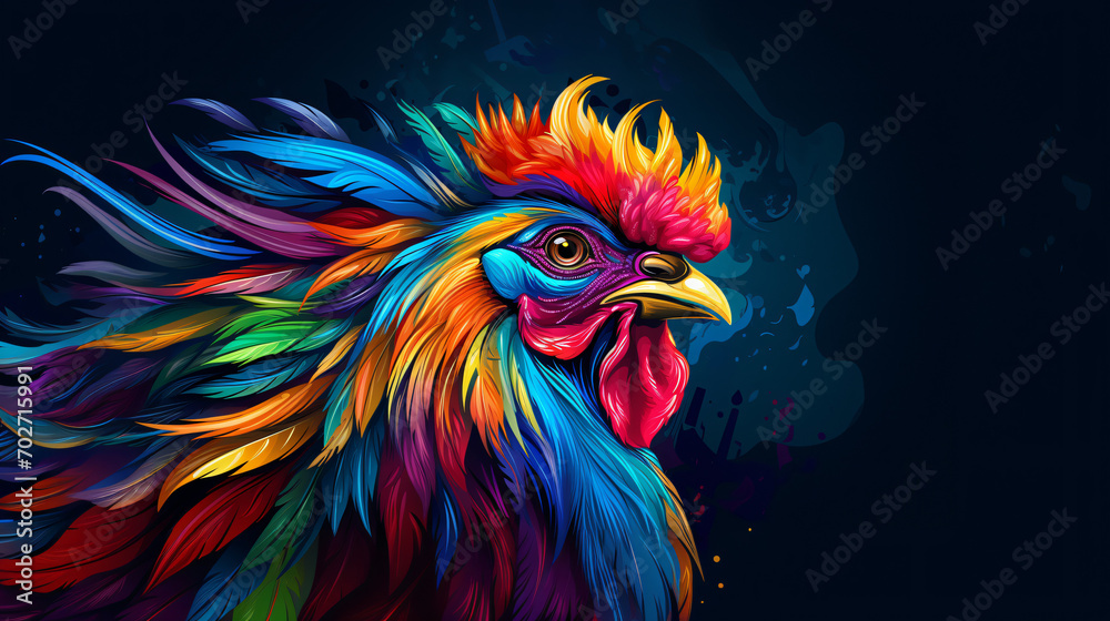 Colorful wooden painted Rooster like cartoon Colorful wooden painted Rooster like cartoon