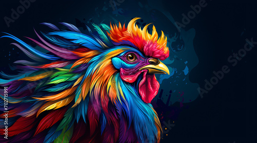 Colorful wooden painted Rooster like cartoon © Robert