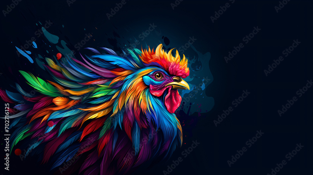 Colorful wooden painted Rooster like cartoon