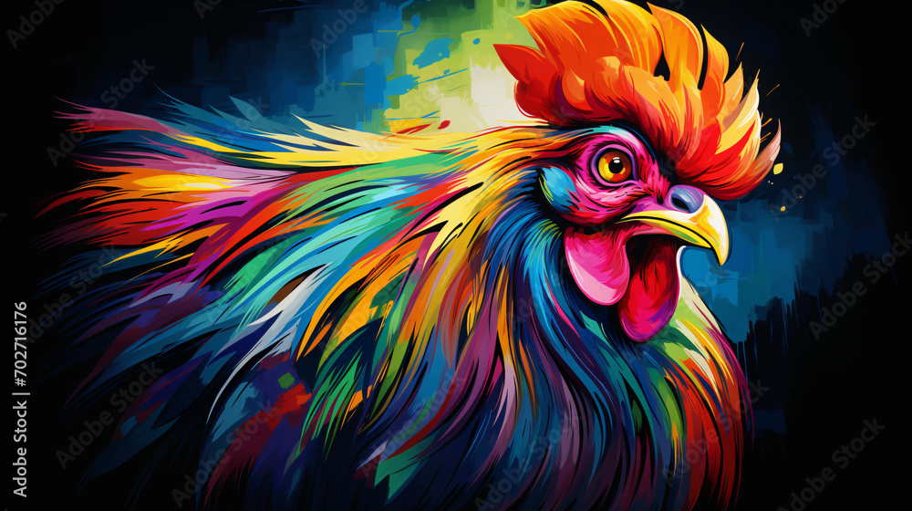 Colorful wooden painted Rooster like cartoon Colorful wooden painted Rooster like cartoon