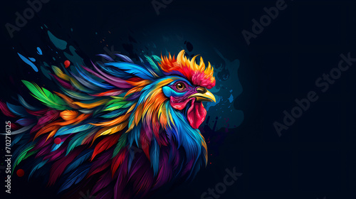 Colorful wooden painted Rooster like cartoon photo