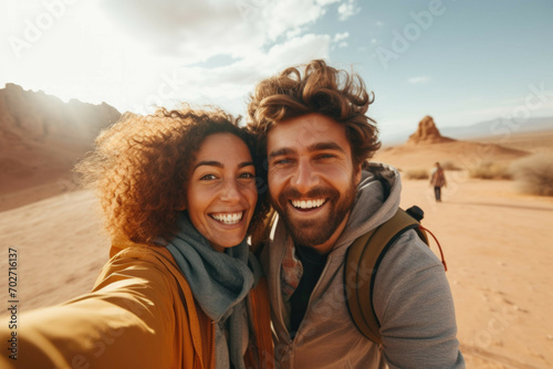 couple taking selfie in the middle of desert © Michael Böhm