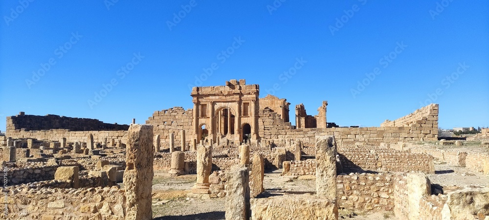The Capitol Temples (Capitolium), Roman ruins of Sbeitla (Sufetula), Tunisia, North Africa 2024