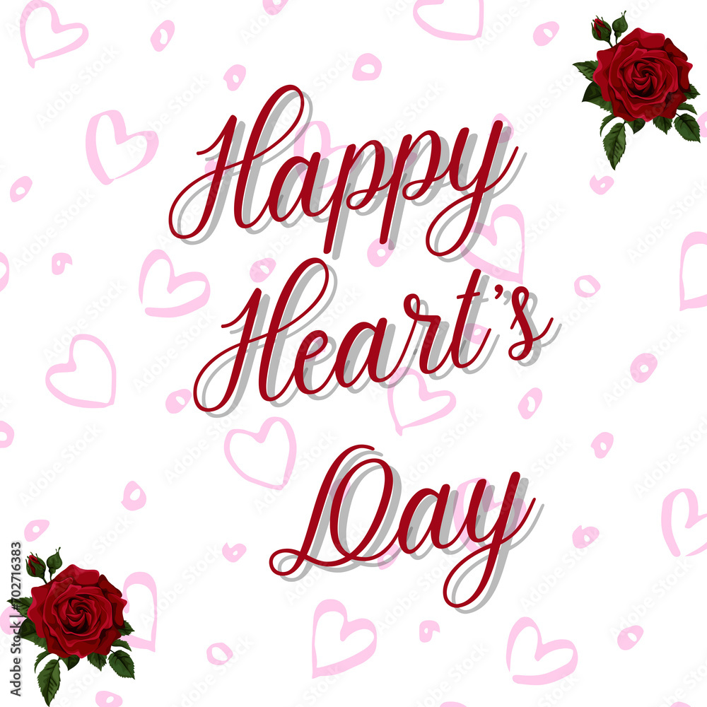 Happy Heart's Day Card Design Transparent