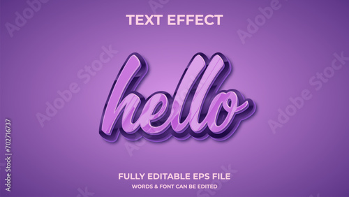 Hello 3D text effect editable modern lettering typography font style