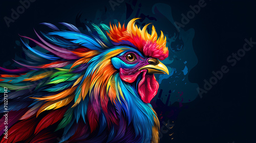 Colorful wooden painted Rooster like cartoon © Robert