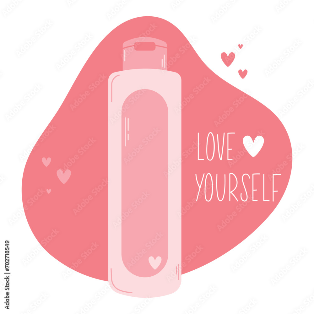 Cosmetic bottle with toner or shower gel for daily beauty routine. Vector Cosmetic bottle with toner or shower gel for daily beauty routine. Vector